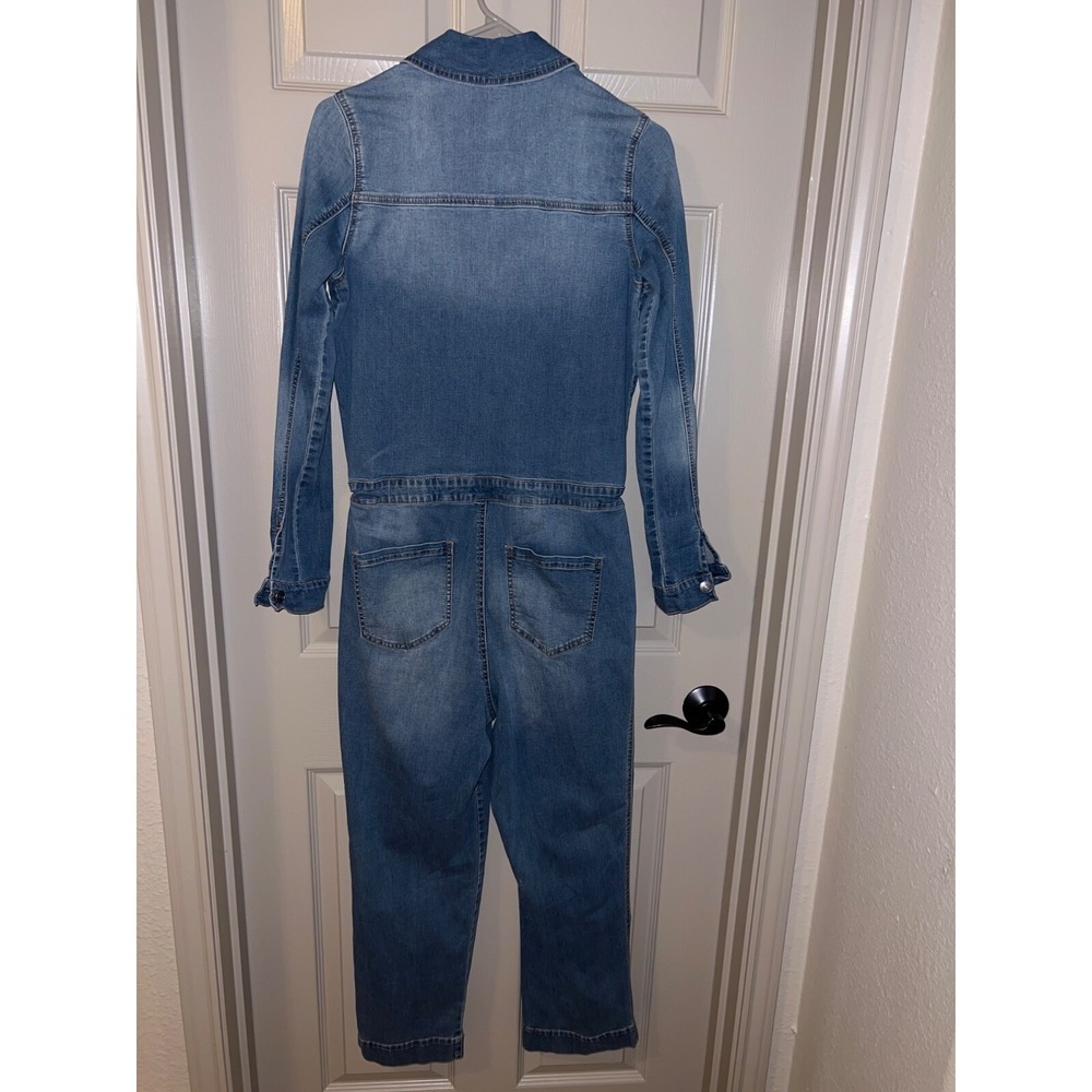 Scoop Women's Stretch Denim Jumpsuit – Size 8, Cropped, Drawstring Waist - Picture 8 of 15